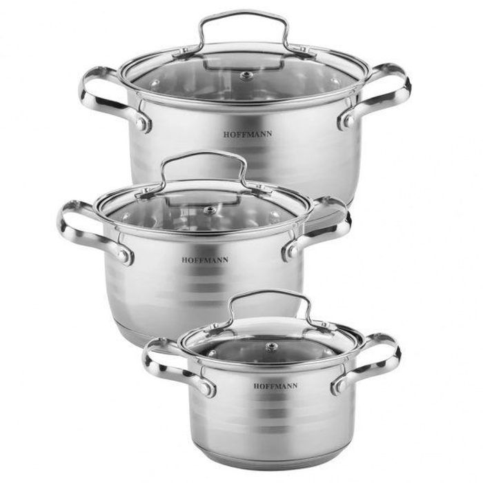 Набор посуды HM 5104 3к. 1,3/2,1/3,1л. (нерж. ст/крышки) ХМ