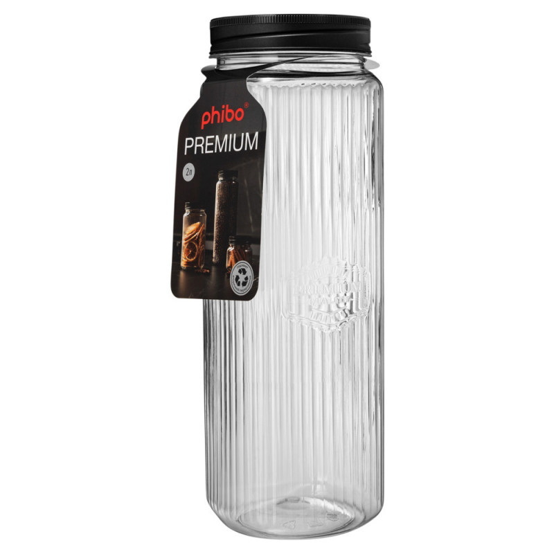 Банка квадратная с рельефом и эмбоссингом БП01003 PREMIUM 2Л