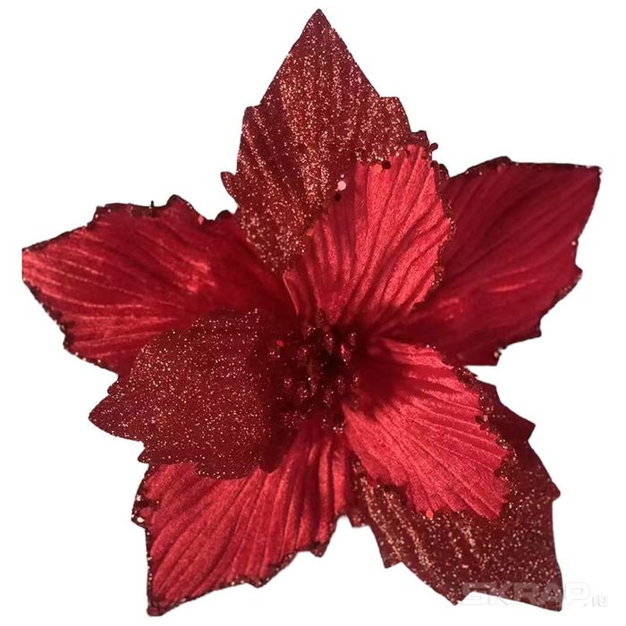 Украшение "Пуансеттия бордовая" 112015 (на клипсе) Скр