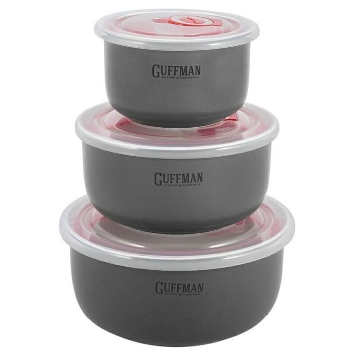 Набор контейнеров C-06-032-GR (0,85/0,6/0,25л.) с вакумной кр., серый