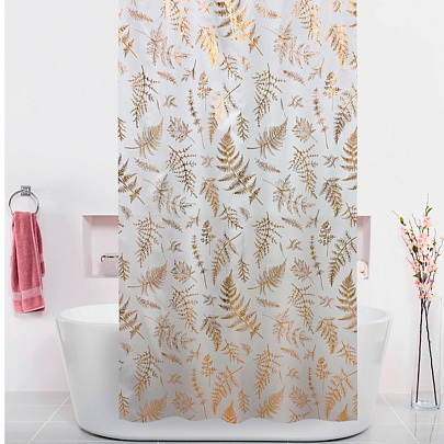 Занавес д/ван.комн. 180*200см. 13270 Золотые растения ВТ-829913 М.