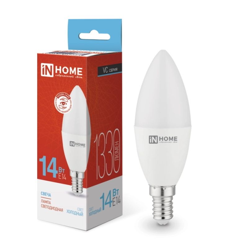 Лампа светодиодная 14Вт. LED-СВЕЧА-VC Е14 6500К 1330Лм. IN HOME