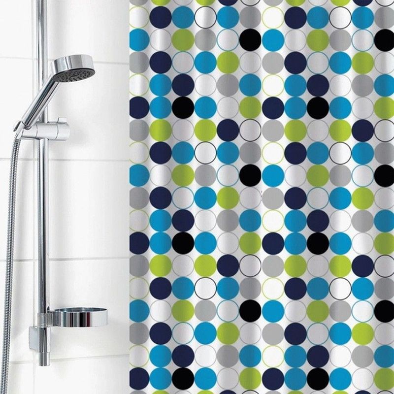 Занавес д/ван.комн. 180*180см. п/эстер. "Для бережливых" 0422 (Круги синие) М.