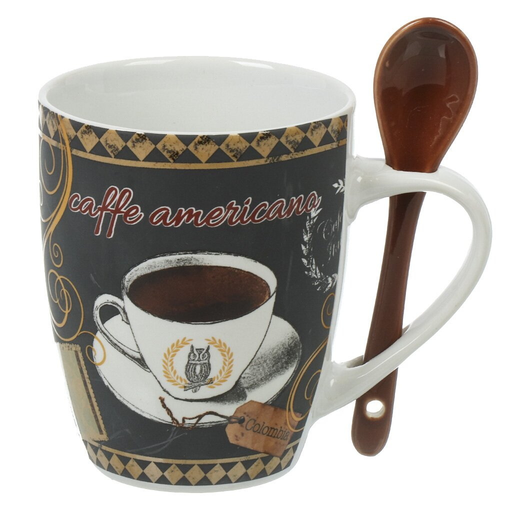 Кружка Бочка с ложкой "Аромат кофе"340мл. (R03H/1327J) 001457 КС