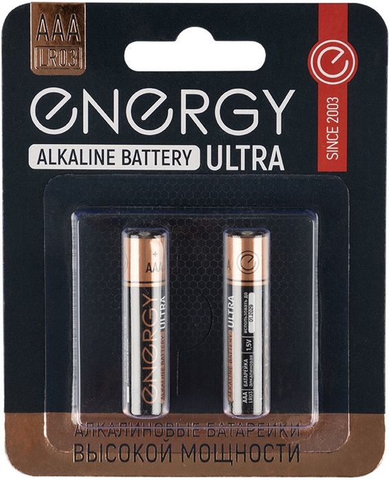 Батарейка алкалиновая Energy Ultra LR03/2В 104404 СКР.