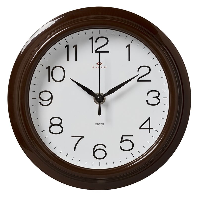 Часы настенные 2121-307 "Рубин" (d=21см.)корпус коричневый, "Классика"