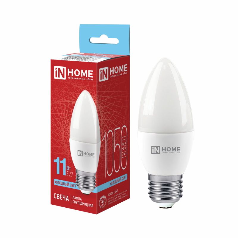 Лампа светодиодная 11Вт. LED-СВЕЧА-VC Е14 6500К 1050Лм. IN HOME