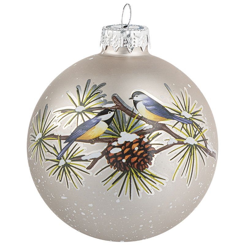 Шар "Синичка" d8см. 108607 (стекло) Скр.