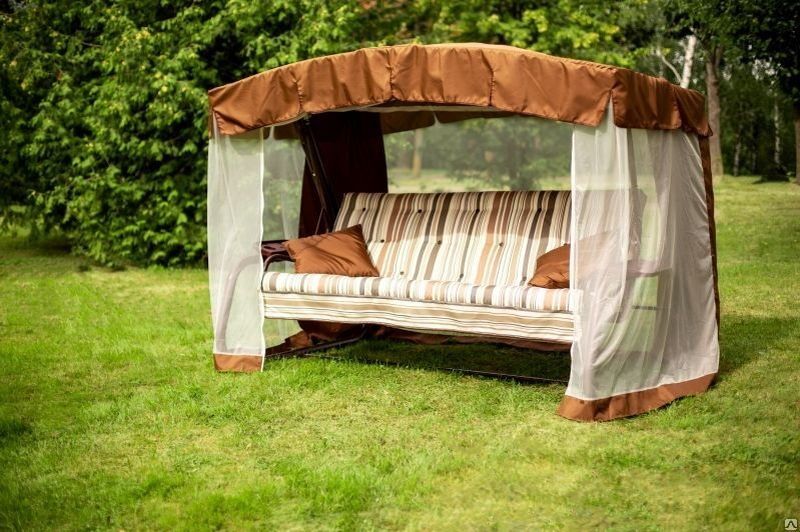 Качель садовая "Саванна" с1004/с1556 (4-х местные, каркас коричн. до 320кг.)