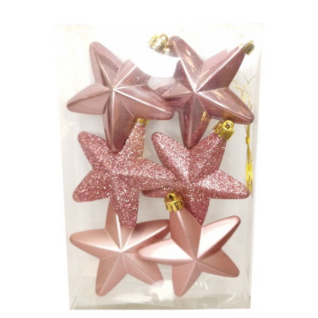 Подвесн.украш. "Звезда" 753608 (набор 6шт.) d=7,5см. (розовый) Р