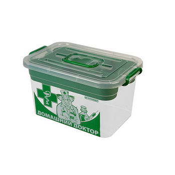 Контейнер д/аптечки 10л. "Домашний доктор" с вкладыш. (355*235*190мм.) ПБ81003