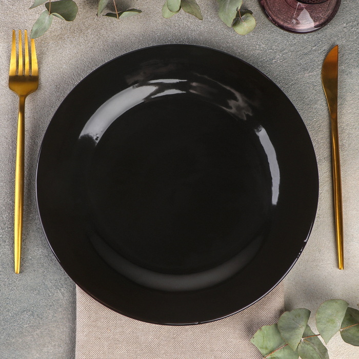 Тарелка мелкая 100ч-т5 d=12,5см. (черный, ) (96шт./кор.)