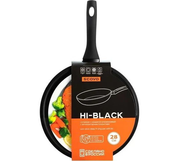 Сотейник К-У а/пр. HB-022 d280мм. ст/крышк. HI-BLACK