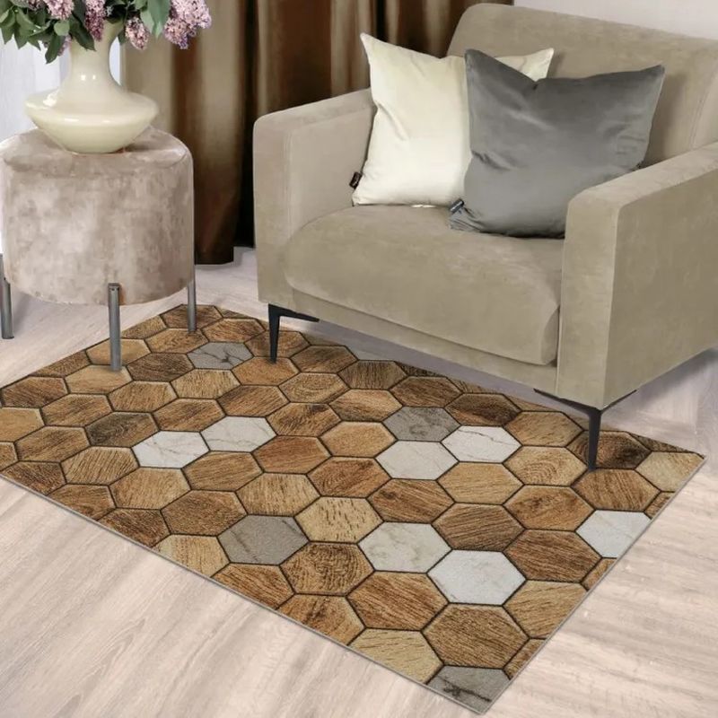 Коврик напольный  SH Icarpet PRINT 60*100 "Соты Дерево с мрамором" влаговп. 839803 Ш