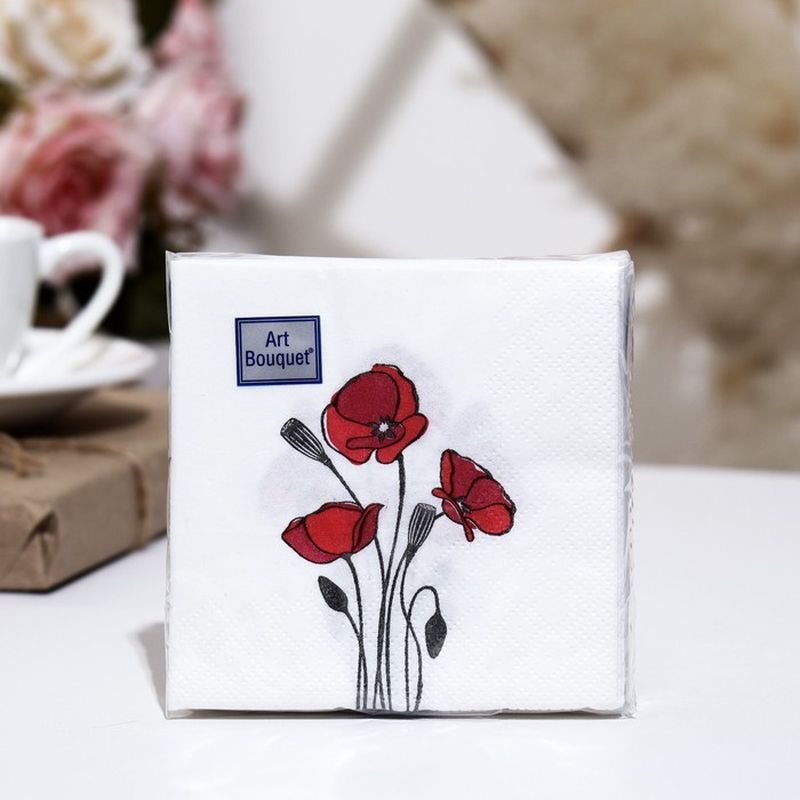 Салфетки бумажные 2сл. Art Bouguet 41725 (20*20см.) 30шт. "Маки" РБ