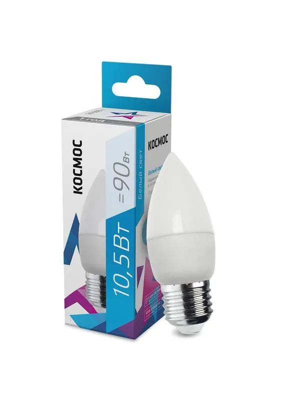 Лампа светодиодная Космос 10,5Вт. LED CN Е27 4500К (свеча)