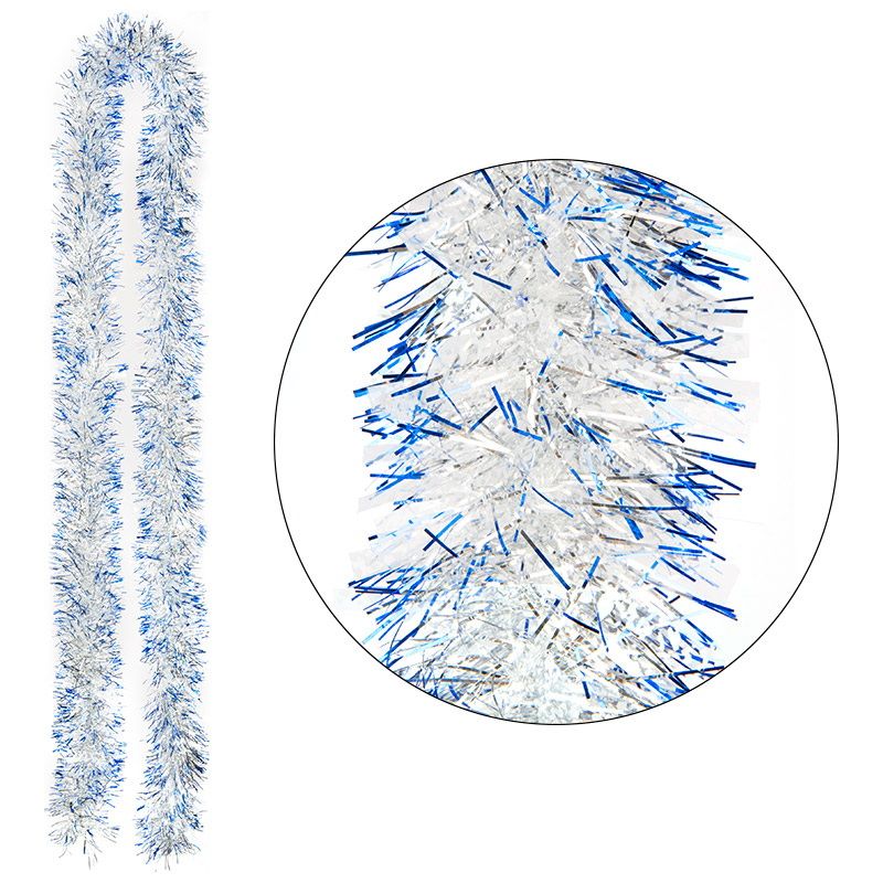 Мишура 2,0м. 6 слоев 106435 SYMTA-1623208 (белый с синей окант.)СКР Мишура 2,0м. 6 слоев 106435 SYMTA-1623208 (белый с синей окант.)СКР