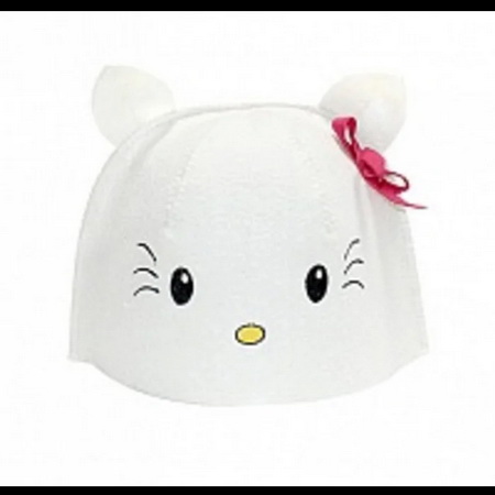 Шапка д/бани детская "Китти" Б450141 с вышивкой, фетр белый Е