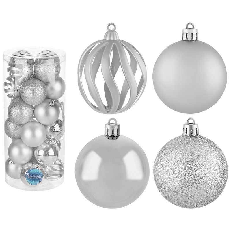 Шары SYQA-0123067 (набор 24шт.) d6см. 106293 (серебро) Скр. Шары SYQA-0123067 (набор 24шт.) d6см. 106293 (серебро) Скр.