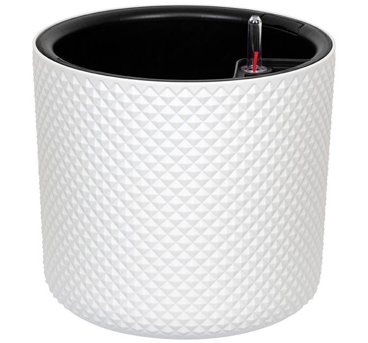 Кашпо ФАСЕТ  d36,0см. 29л. КН3239Б с вставкой и автополивом (Белый)