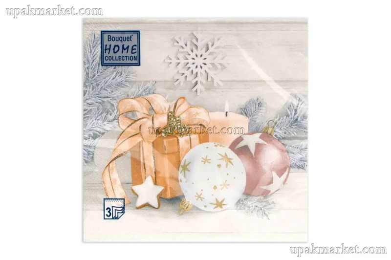 Салфетки бумажные 3сл. Home Collection Classic 44380 (33*33см.) 20шт. НГ "Праздничный натюрморт золо