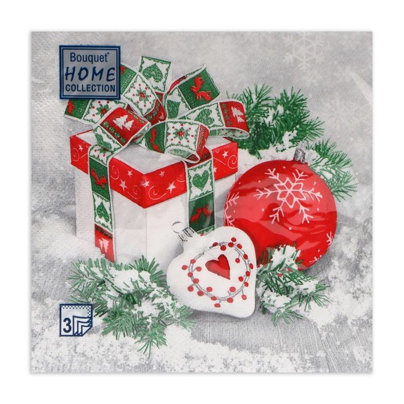 Салфетки бумажные 3сл. Home Collection Classic 44379 (33*33см.) 20шт. НГ "Новогодний натюрморт с кр.
