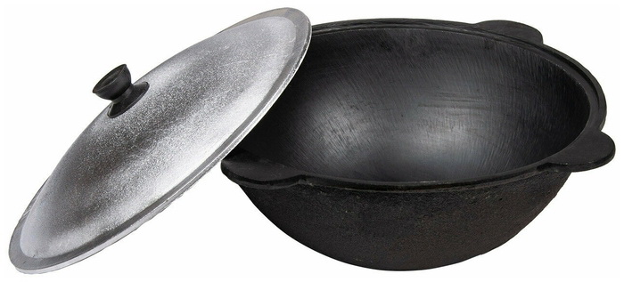 Казан чуг. 6,0л. (плоское/круглое дно, с крышкой d 30см) У