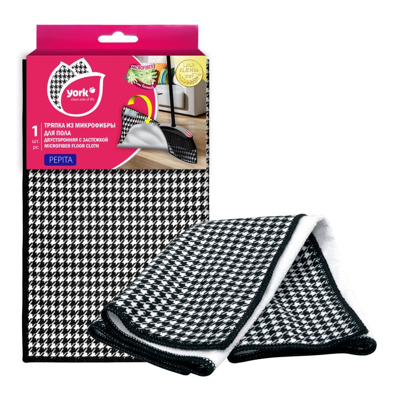Тряпка д/пола из микрофибры 50*60см. YORK 2637 ПЕПИТА  2-х сторонн (с застежкой)