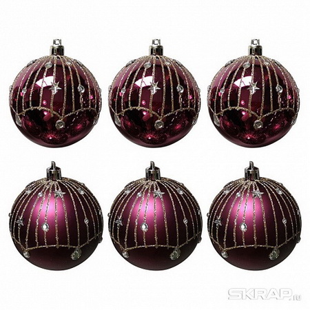 Шары "Блеск" (набор 6шт.) d6см. 007483 (сиреневый) Скр.