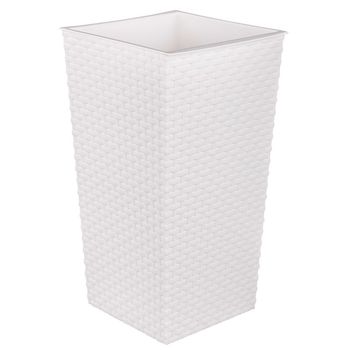 Кашпо напольное "Ротанг" со встав. (220*220*415мм.) белый М6825