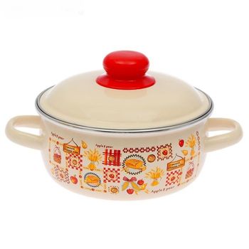 Кастрюля эмал.  1,5л. 1RA161M с\д Чер.