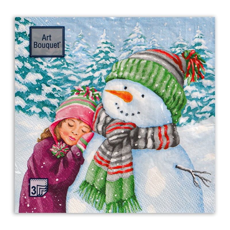 Салфетки бумажные 3сл. Bouguet Original 42109 (33*33см.) 20шт. НГ "Мой любимый снеговик" РБ