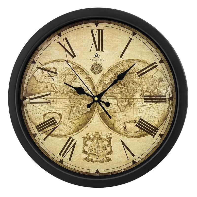 Часы настенные S616R48 "Atlantis" черный (d39,8*4.6см) А