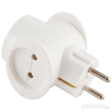 Разветвитель TOKER 3 роз. 3Т1 006427/758074 1 с/з,2 б/з 16А, белый