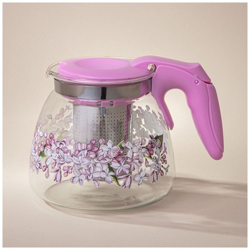 Чайник заварочный 885-113 "Agness" 0,9л. "Сирень" (стекло) ВД