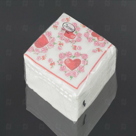 Салфетки бумажные 1сл. Design 57459/22547 (24*24см.) 40шт. "Сердечки" РБ