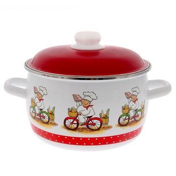 Кастрюля эмал.  5,5л. 6RС221M с\д Чер.