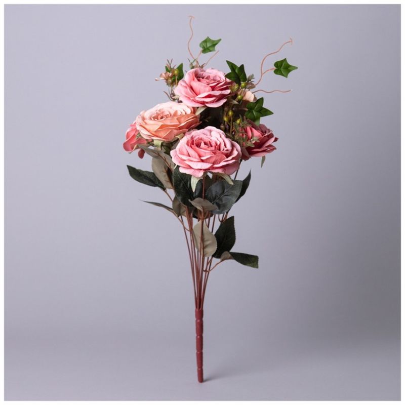 Букет из искуственных роз 535-388 h=50см (кремово-розовый) ВД