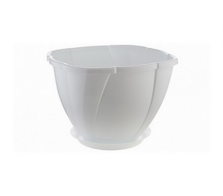 Кашпо ПРИЗМА  1,0л. d13см. с подд. КН3137Б (белый)