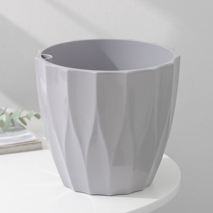 Кашпо ФЛЮТЕ 3,0л. со вставкой 1617 (серый шелк) ДП