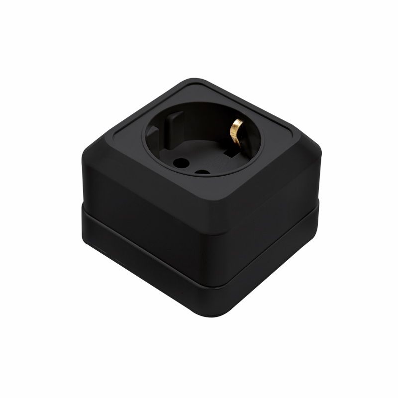 Розетка BOLLETO один. 7028-В нар\пр с з/к черная