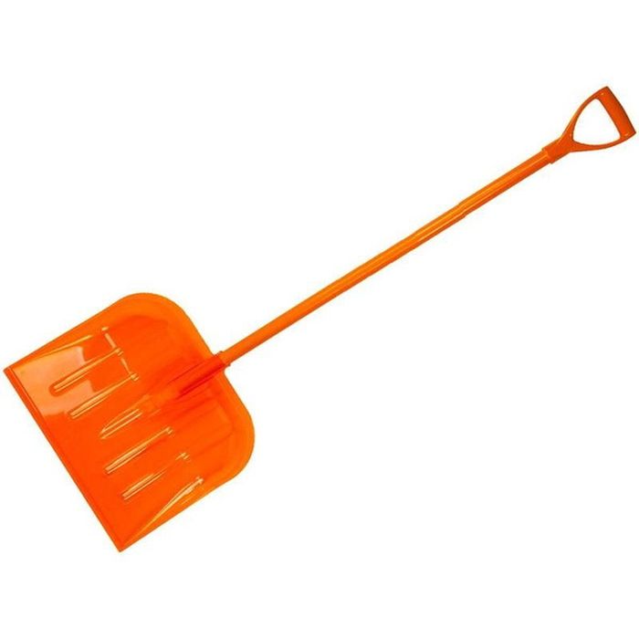 Лопата д/снега ОРИГИНАЛ (690*470мм) 00111 (оранжевый с черенком и ручкой) поликарбонат