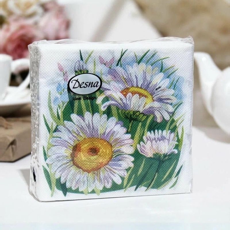 Салфетки бумажные 1сл. Design 18378 (24*24см.) 40шт. "Ромашка" РБ