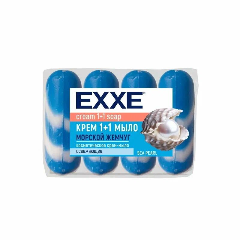 Крем-мыло EXXE  "Морской жемчуг" 8020 (4шт.*75г.) (Синее полосатое) Экопак