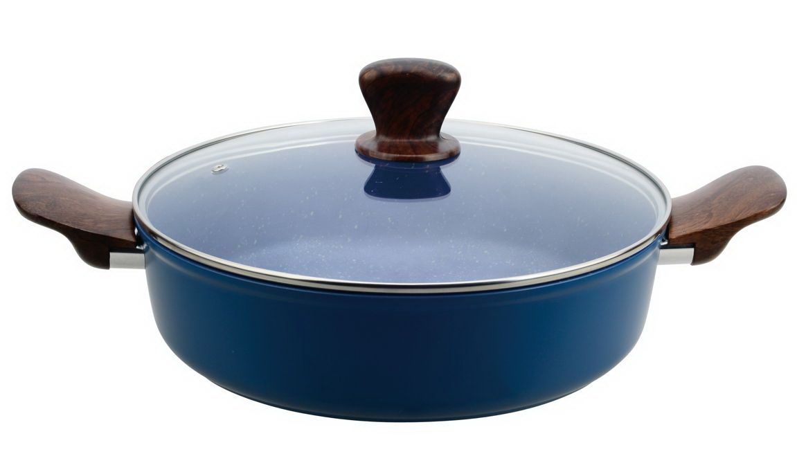 Сотейник WR-1394 24см. ЛАЗУРЬ (ков.ал. а/пр.мрам.покр. ст/крышк.)