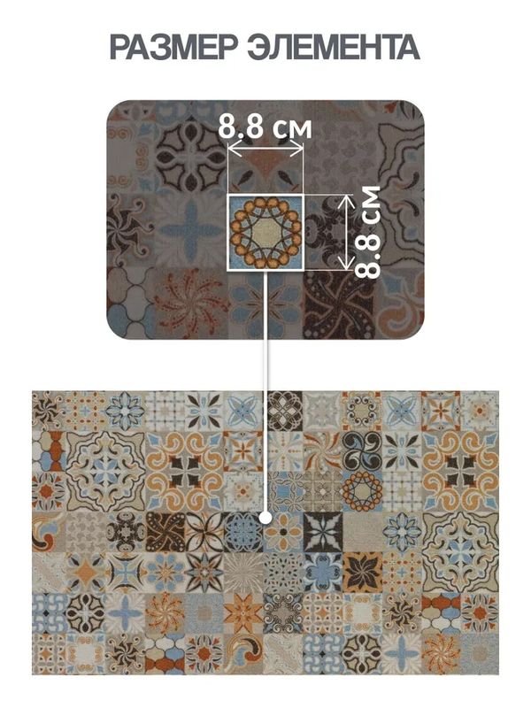 Коврик напольный  SH Icarpet PRINT 150*200 "Плитка Марокко" влаговп. 833115 Ш