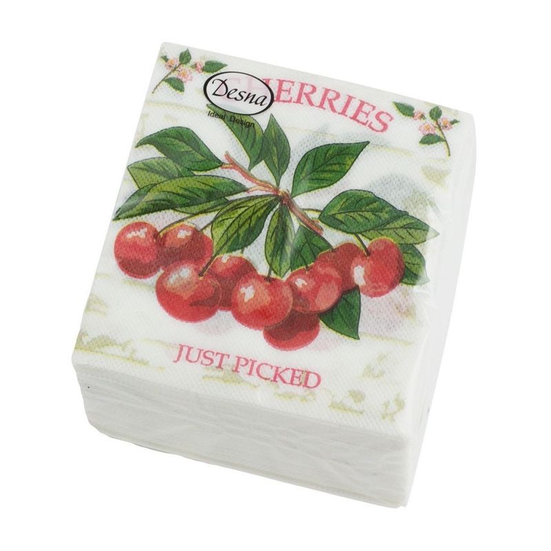 Салфетки бумажные 1сл. Design 18851 (24*24см.) 40шт. "Вишня" РБ