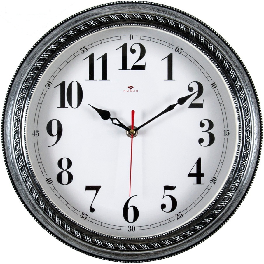 Часы настенные 2950-102 "Рубин" (d28,5см) черный с серебром "Классика"