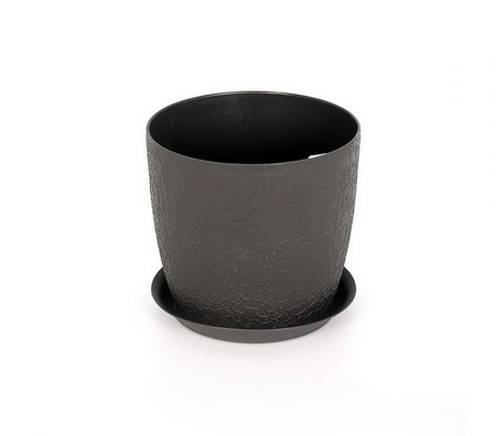 Кашпо ПРИЗМА  1,0л. d13см. с подд. КН3137Г (графитовый)