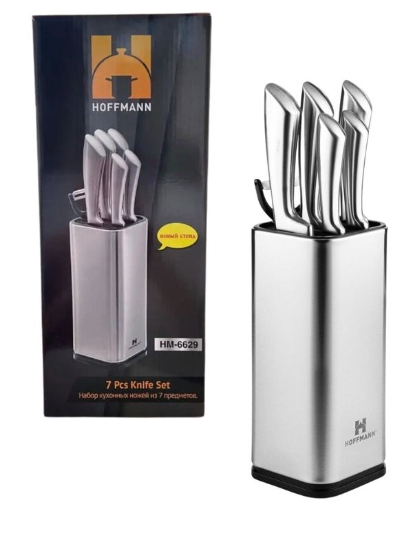 Набор ножей HM 6629 (7пр: 5 ножей, овощечистка на мет. подставке) ХМ